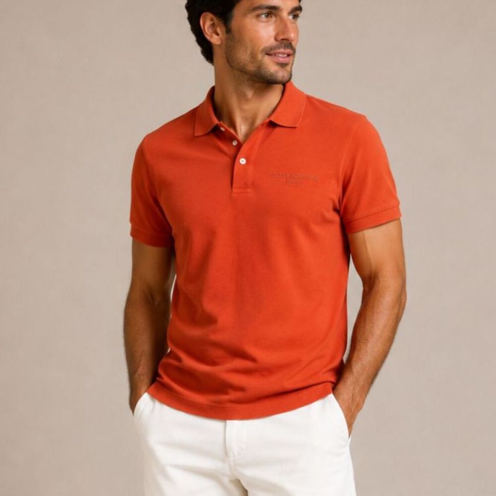 Dolce & Gabbana Basic Orange Polo Shirt Mens Sz 2XL with Gold Accents y2k GUC